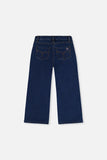 Flare Soft Cotton-Lurex Pants 'Navy Denim Look' - Deux Par Deux