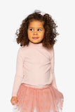 Super Soft Ribbed Silver Pink Mock Neck Top - Deux Par Deux