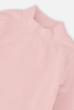 Super Soft Ribbed Silver Pink Mock Neck Top - Deux Par Deux