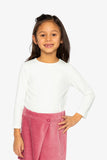 Brushed Ribbed WHITE Crew Neck Top - Deux Par Deux