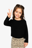 Brushed Ribbed Black-Anthracite Crew Neck Top - Deux Par Deux