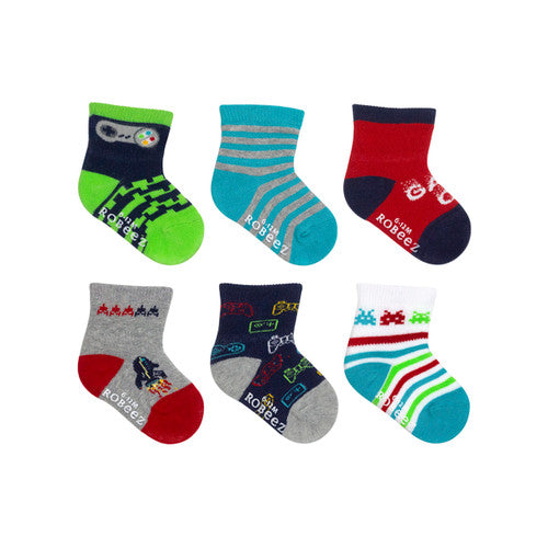 GAME ON Robeez 6 pack Socks  > In 0-6m only