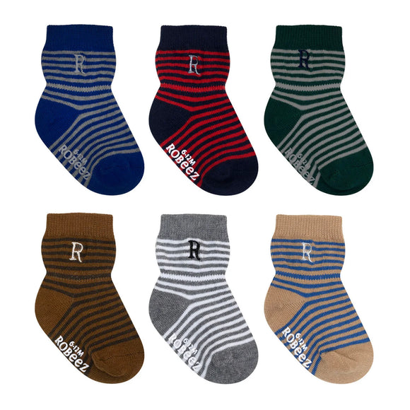 Robeez 6 Pack Socks - Favourite Stripes in 12-24m only