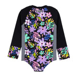 Black Floral Rashguard Swimsuit > Nano