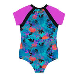 Turquoise  Floral Rashguard Swimsuit > Nano