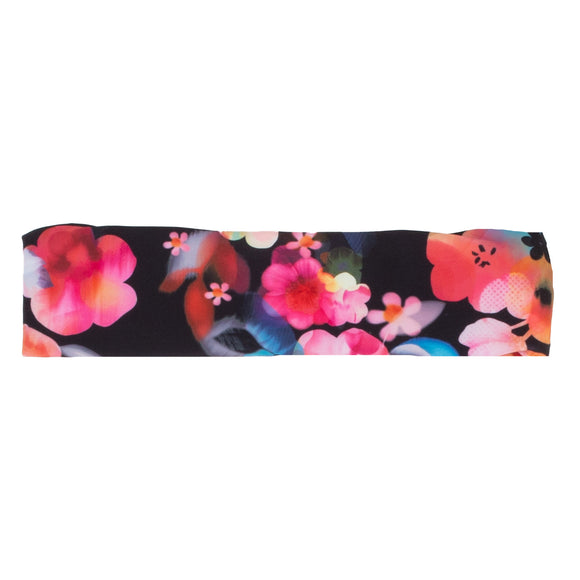 BLACK Watercolour Floral Headband > Nano (Swim & Activewear) SPF50