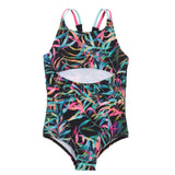 Black and Neon Print One-Piece Swimsuit > Nano