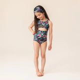 Black and Neon Print One-Piece Swimsuit > Nano