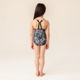 Black and Neon Print One-Piece Swimsuit > Nano