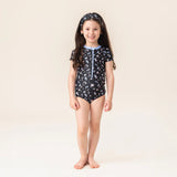 Petite Floral in Black - Rashguard Swimsuit > Nano