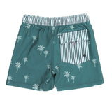 Dark Green - Palm Tree UV Swim Trunks  > Nano