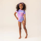 Lilac Kitty Tie Die - Rashguard Swimsuit > Nano ( Cotton Candy)