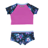 Navy & Purple Floral Two-Piece Tankini  & Boy Short Swimsuit > Nano