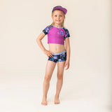Navy & Purple Floral Two-Piece Tankini  & Boy Short Swimsuit > Nano