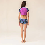 Navy & Purple Floral Two-Piece Tankini  & Boy Short Swimsuit > Nano
