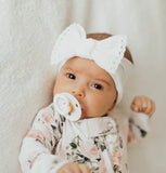 White Lace Classic Trimmed Knot Headband > Baby Bling Bows