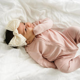 Oatmeal Lace Classic Trimmed Knot Headband > Baby Bling Bows