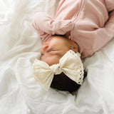 Oatmeal Lace Classic Trimmed Knot Headband > Baby Bling Bows