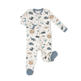 Dinosaur Bamboo Fleece Footie w/2 way zipper > Silkberry Baby