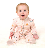 Pink Unicorn Meadow Ruffle Bamboo Sleeper > Silkberry Baby