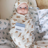 'Vintage Teddy Bear' Cotton Muslin Swaddle Blanket > Lulujo 40x40"