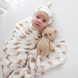 'Vintage Teddy Bear' Cotton Muslin Swaddle Blanket > Lulujo 40x40"