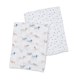 2 PACK 'Puppies and Stars' Cotton Muslin Swaddle Blanket > Lulujo