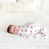 'Mushroom' Cotton Muslin Swaddle Blanket > Lulujo 40x40"