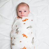 'Forest Friends' Cotton Muslin Swaddle Blanket > Lulujo 47x47"