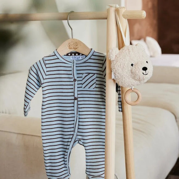 Ribbed Onesie Sleeper > Dirkje - Light Blue Stripe