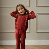 Red Velour Ruffle Top & Tregging > Dirkje (Rosewood)