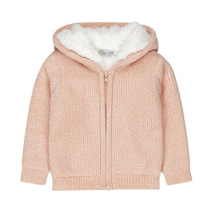 Chenille Teddy Hooded Cardigan > Dirkje in Blush Pink