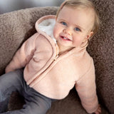 Chenille Teddy Hooded Cardigan > Dirkje in Blush Pink