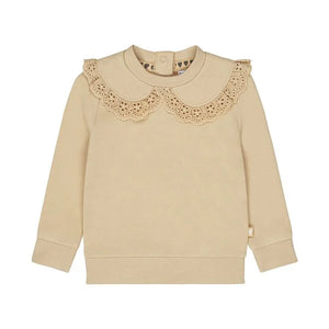 Ruffle Collar Jersey Top > Dirkje - Sand