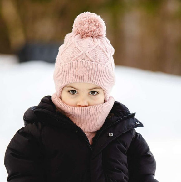 Misty Rose 'WINDPROOF' Knit Pom Hat in 6-10 yr  > Calikids