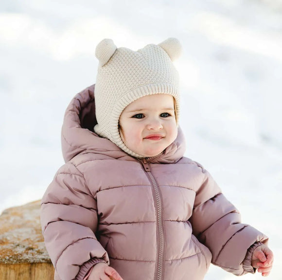 Moon Beam (Cream) 'Soft Touch' Knit Bear Balaclava > Calikids