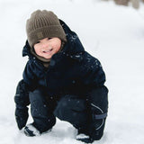 Soft Lined Knit Hat > Calikids in Green & Mocha Taupe