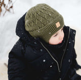 Soft Knit Textured Hat > Calikids - Moss and Mocha