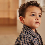 Navy-Beige Checked Shirt > Dirkje in 24m, 3 and 6 years