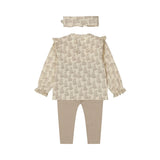 Baby Off-White & Taupe L\S Tee and Legging Set > Dirkje (with headband)
