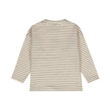 White and Soft Brown Striped L/S Top > Dirkje in size 2 only