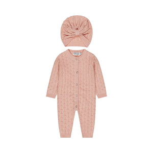 Fine Knit Baby Jumper with Turban Knit Hat  > Dirkje - Blushed Pink