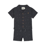 Dark Blue (Santa Monica) Button Top and Short Set > Dirkje