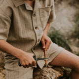 Sand-Grey Striped Shirt & Short Set > Koko Noko