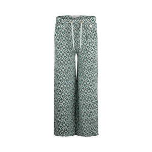 Wide Leg Mint & Green Patterned Trousers > Koko Noko