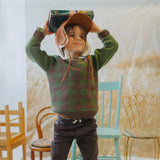 Deep Mossy Green Jacquard Knit Pull Over Sweater > Souris Mini