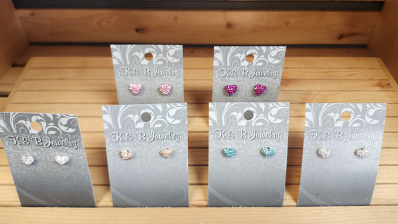 Sparkle Heart Studs > K&B Jewelry