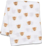 'Highland Cow' Cotton Muslin Swaddle Blanket > Lulujo