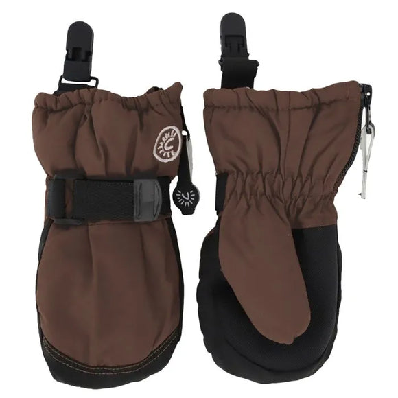 Coffee Brown Winter Mittens with Cuff Clips > Calikids