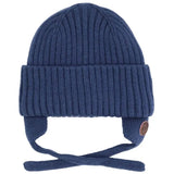 Blue 'Soft Touch' Knit Ribbed Toque with Tie  > Calikids